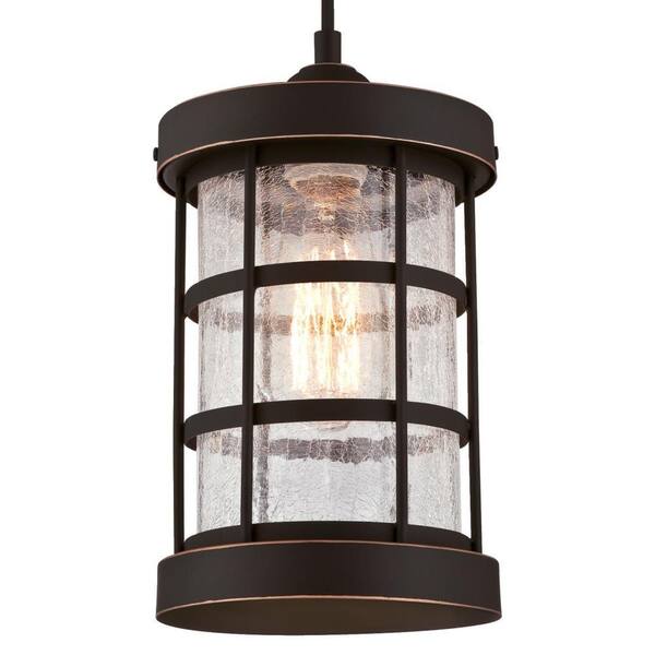 Westinghouse Mini Pendant Light Amber Crackle Glass Indoor Oil Rubbed Bronze for sale online 