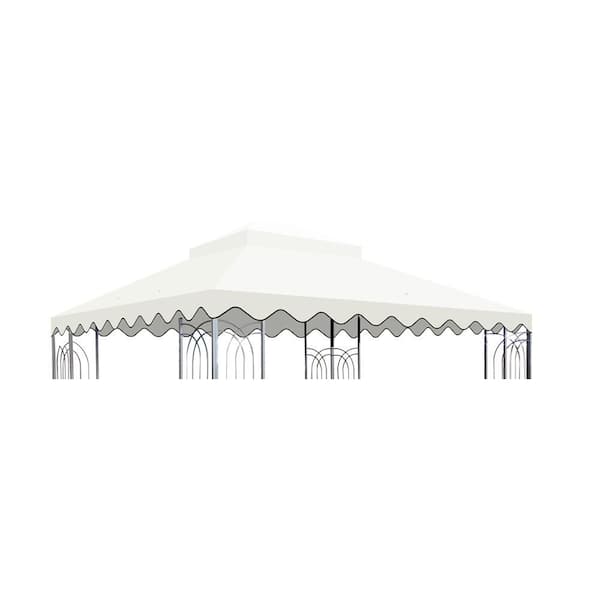 Unbranded Replacement Canopy Cover Only, 10 x 10 ft. Patio Double Tiered Gazebo Canopy Top Fabric (Frame Not Include), Beige