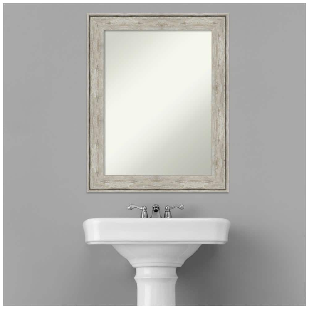 Crackled Metallic Silver Rectangular Bathroom Vanity Mirror