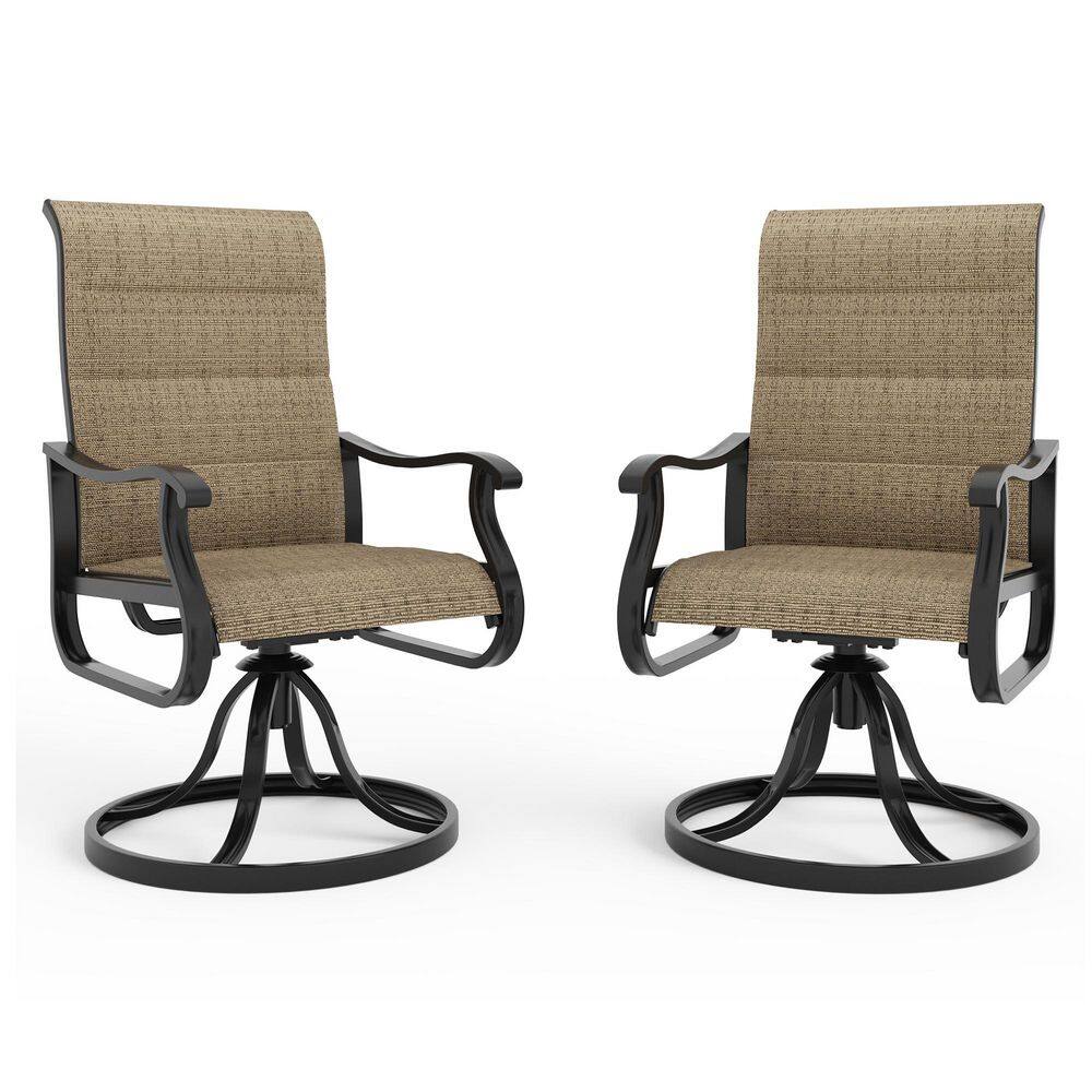 Derrald 2-Piece Patio Swivel Dining Chairs, High Back Outdoor Chairs with Padded Textilene, Metal Frame, Brown price history on PriceWatchPro