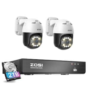 4K 8-Channel 5MP POE 2TB NVR Security Camera System 2-Wired 355-Degree Pan Tilt Outdoor Cameras, Person Vehicle Detect