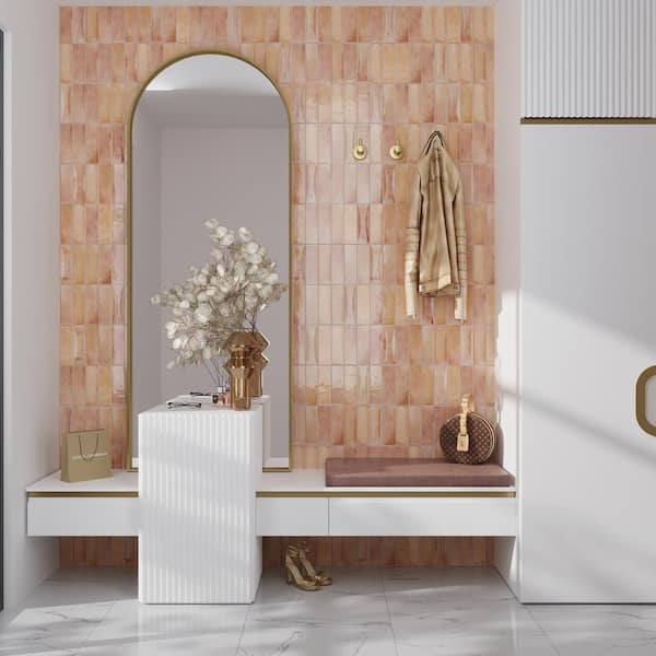 Antiek 2.58 in. x 7.9 in. Pink Ceramic Glossy Wall and Floor Tile (45 Cases/242.1 sq. ft./Pallet)