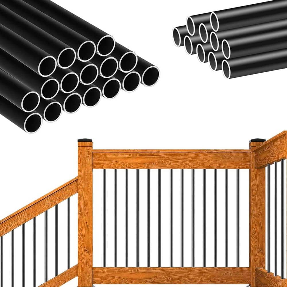 26 in. H x 0.75 in. W Black Metal Round Deck Balusters, Hollow Design, Porch Use, Stair Railing Kit price history on PriceWatchPro