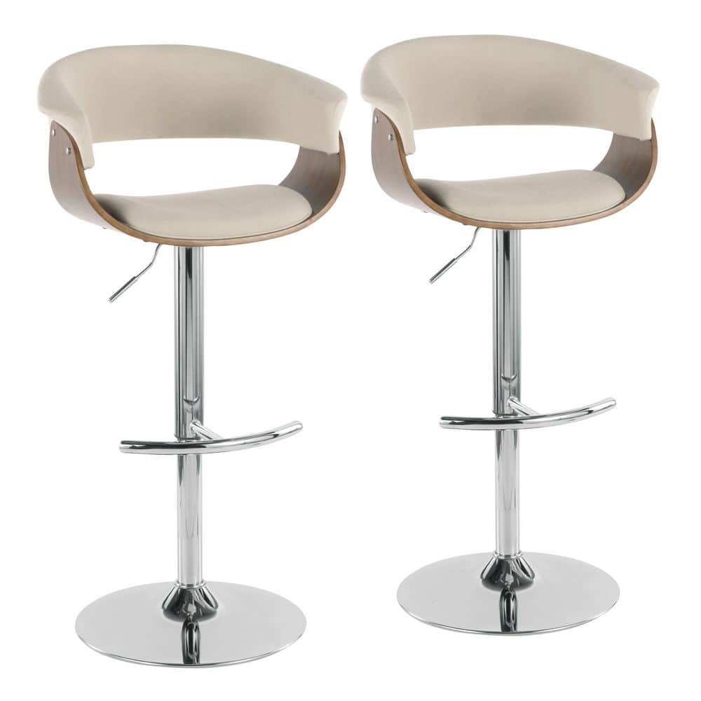 Lumisource Vintage Mod 42.75 in. Cream Fabric and Chrome Low Back