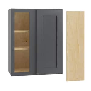 Newport Deep Onyx Plywood Shaker Assembled Blind Corner Kitchen Cabinet Sft Cls R 24 in W x 12 in D x 30 in H