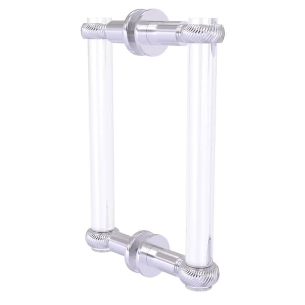 Allied Brass Clearview 8 in. Back to Back Shower Door Pull with Twisted Accents in Satin Chrome