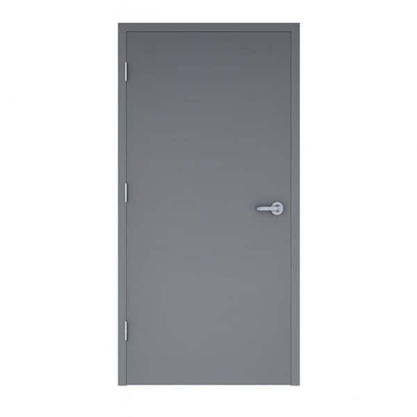 Flush Doors Series 36 in. x 84 in. Left-Handed Stainless Steel Finish Metal Commercial Door Kit w/ Frame and Hardware
