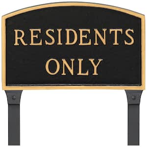 13 in. x 21 in. Large Arch Residents Only Statement Plaque Sign with 31 in. Lawn Stakes - Black/Gold