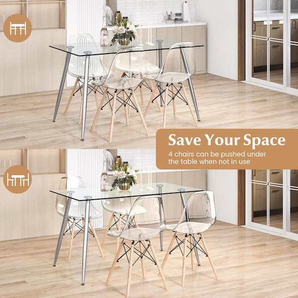 Rectangle glass dining online table and 4 chairs