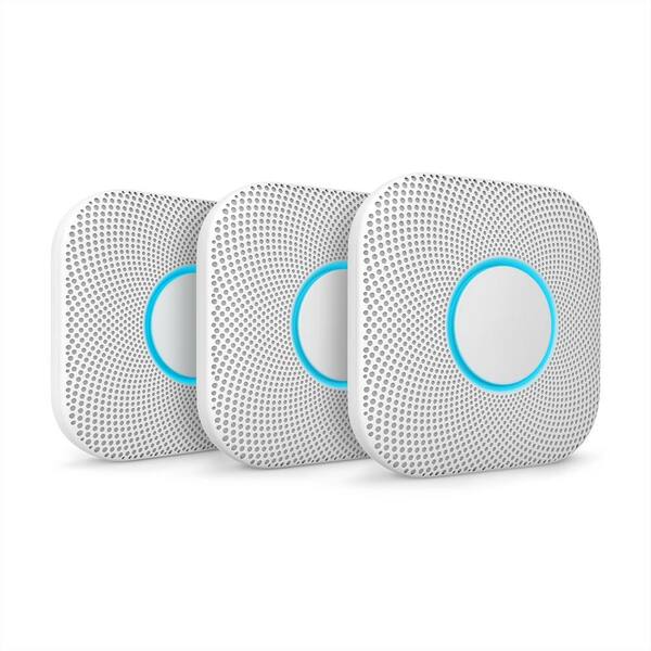 Google Nest Protect Smoke Alarm And Carbon Monoxide Detector Wired 3 Pack Vbt2t2t216 W The Home Depot