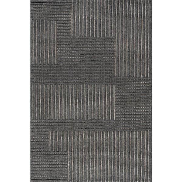 Dorene Contemporary High-Low Striped Wool Area Charcoal 4 ft. x 6 ft. Indoor Area Rug