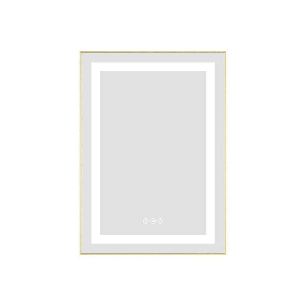 20 in. W x 28 in. H Rectangular Aluminum Framed LED Wall Bathroom Vanity Mirror with Front and Backlight in Brushed Gold price history on PriceWatchPro