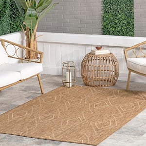 Mallie Moroccan Striped Beige 5 ft. x 8 ft. Indoor/Outdoor Area Rug