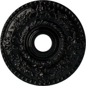 1-1/2 in. x 18 in. x 18 in. Polyurethane Rose Ceiling Medallion Moulding, Black Pearl