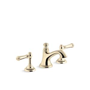 Artifacts With Bell Design Widespread Bathroom Sink Spout, Vibrant French Gold