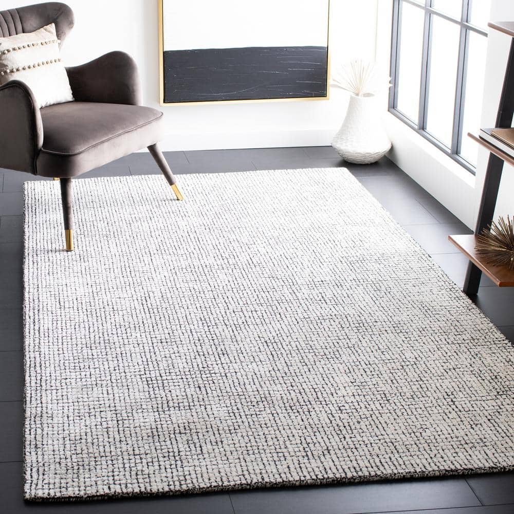 Ivory Abstract Hand-Tufted Wool & Viscose 2' x 3' Accent Rug
