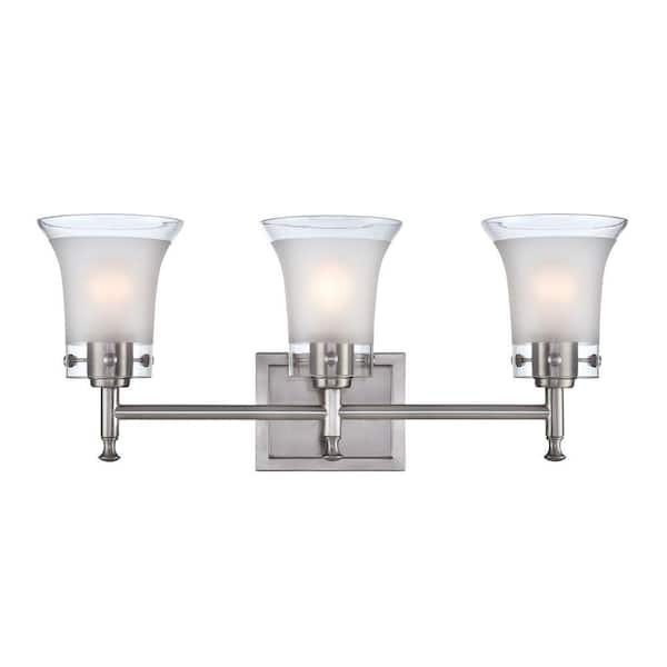 Illumine Designer Collection 3-Light Steel Bathroom Vanity Lamp with Frost Glass Shade