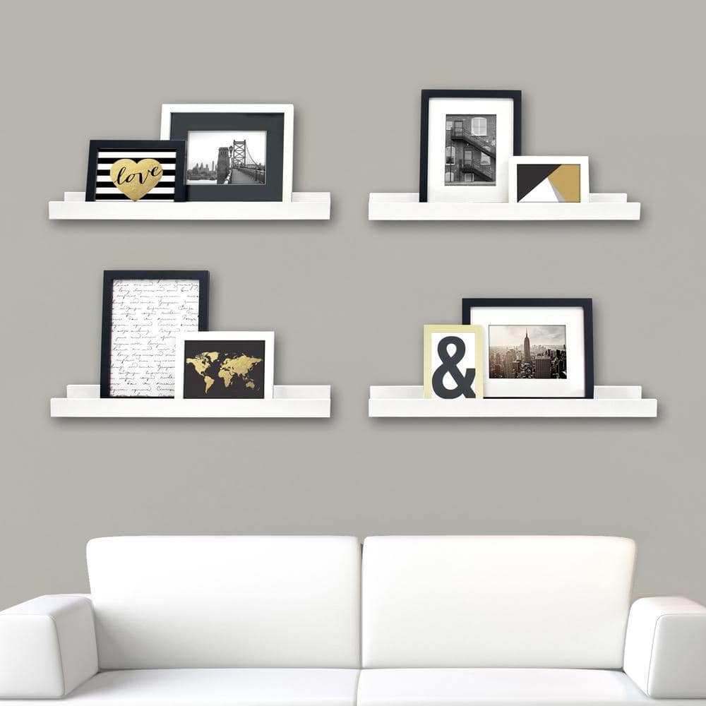 Sleek White Engineered Wood 23" Floating Wall Ledge