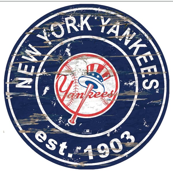 Fan Creations MLB New York Yankees 24 in. Distressed Wooden Wall Art Circle Sign