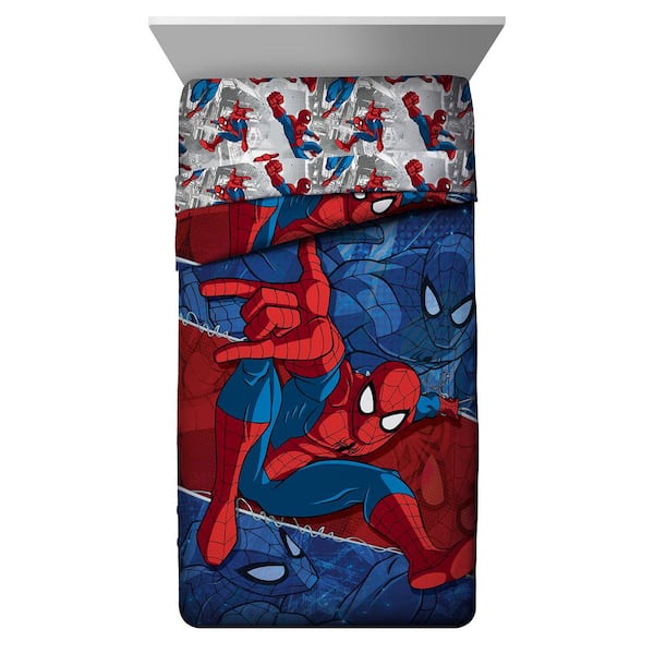 Marvel Spiderman Burst Navy / Red 4-Piece Twin Bed Set JF40533EPCD - The  Home Depot