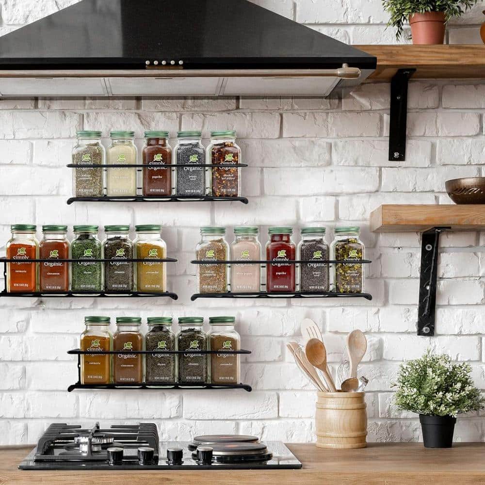 Spice Saver 4-Shelf Wall Mount Iron Spice Rack-Black