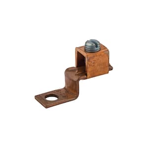 2-8 AWG Copper Solderless Lug, 1/4 in. Mounting Hole- 1 Count
