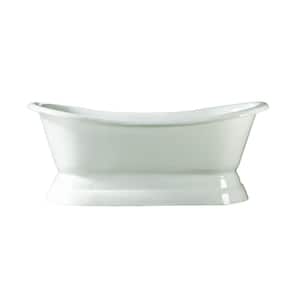Randall 72 in. Cast Iron Double Slipper Flatbottom Non-Whirlpool Bathtub in White with No Faucet Holes