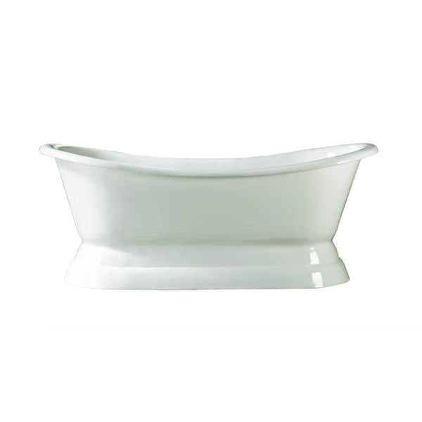 Barclay Products Randall 72 in. Cast Iron Double Slipper Flatbottom Non-Whirlpool Bathtub in White with No Faucet Holes
