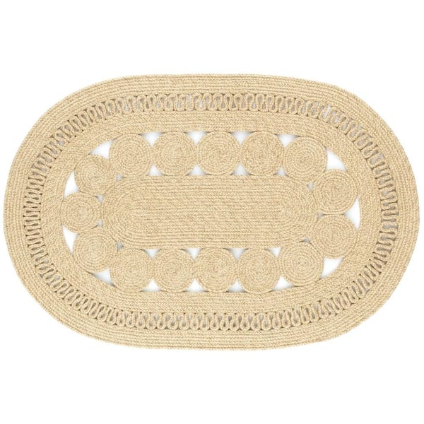Reef Handwoven Oval Natural 8 ft. x 10 ft. Outdoor Oval Rug