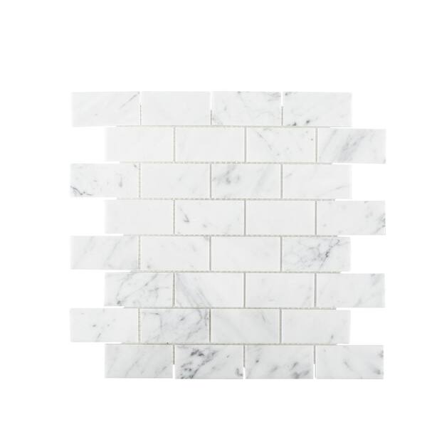 Jeffrey Court Coastal Haze White 12.125 in. x 12.5 in. Interlocking Polished Marble Wall and Floor Mosaic Tile (1.052 sq. ft./Each)