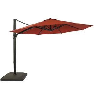 Hampton Bay 11 ft. Cantilever Solar LED Offset Outdoor Patio Umbrella ...