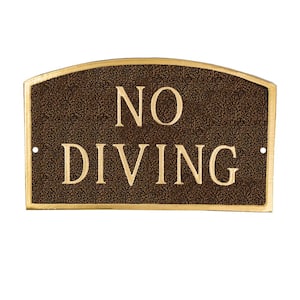 No Diving Standard Arch Statement Plaque Hammered Bronze