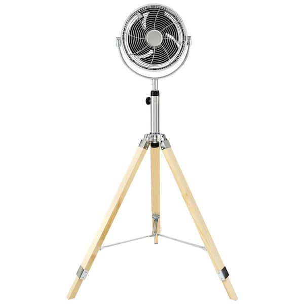 Oscillating 10 in. 3 Fan Speeds Standing Pedistal Fan in Silver with Adjustable Height, Tripod