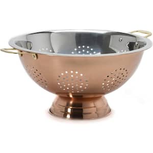 12 in. Food Grade Stainless Steel Plated Exterior Dishwasher Safe Lightweight Colander with Sturdy Strong Handles