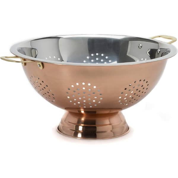 Adrinfly 12 in. Food Grade Stainless Steel Plated Exterior Dishwasher Safe Lightweight Colander with Sturdy Strong Handles
