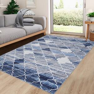 Blue 4 ft. x 6 ft. Moroccan Geometric Area Rug