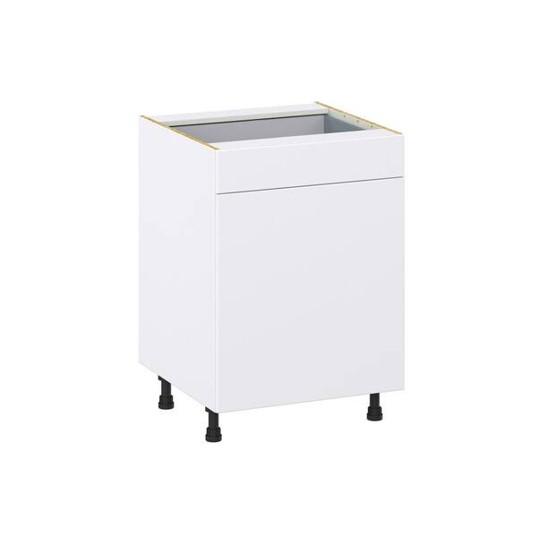 J COLLECTION Fairhope Bright White Slab Assembled 3 Waste Bins Pull out Kitchen Cabinet (24 in. W x 34.5 in. H x 24 in. D)