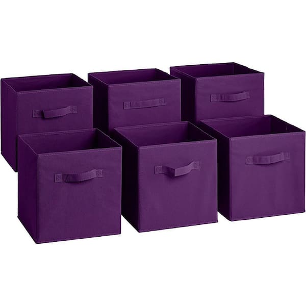 Sorbus 11 in. H x 10.5 in. W x 11 in. D Purple Foldable Cube Storage Bin (6-Pack)