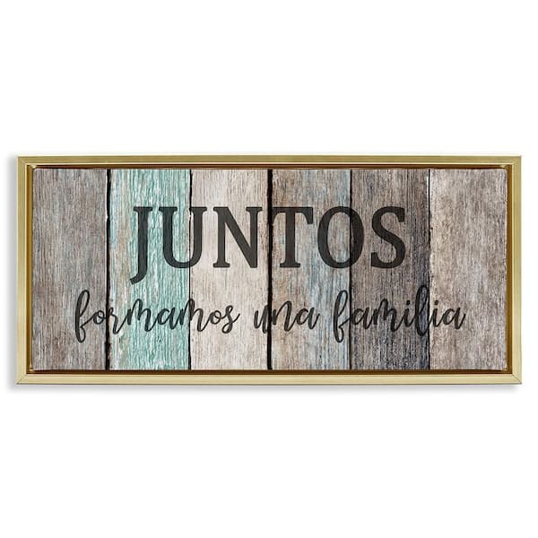 Stupell Industries Together We're Family by Kim Allen Gold Floater Frame Typography Graphic Art Print 11 in. x 25 in.