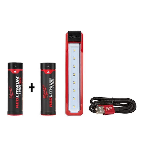 Milwaukee 445 Lumens LED REDLITHIUM USB Rover Pocket Flood Light with Extra USB 3.0 Ah Battery