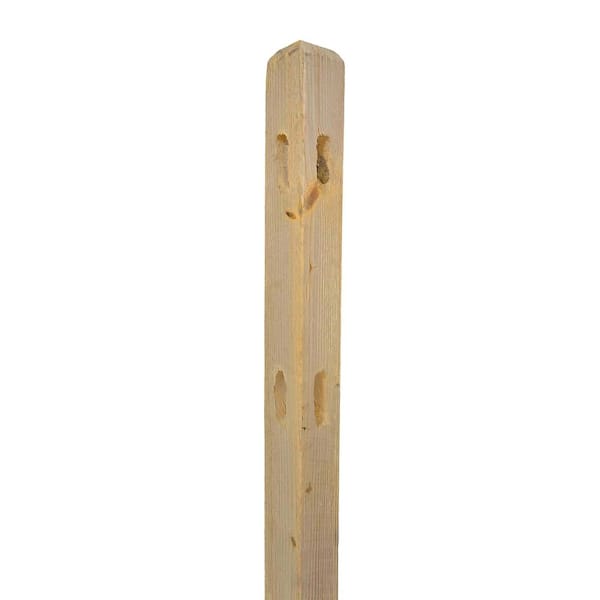 Unbranded 4 in. x 4 in. x 5-1/3 ft. Pressure-Treated Pine 2-Hole Split Rail Corner Wood Post