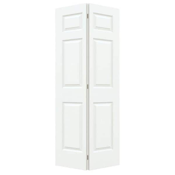 JELD-WEN 32 in. x 80 in. 6 Panel Colonist White Painted Textured Molded Composite Hollow Core Closet Bi-fold Door