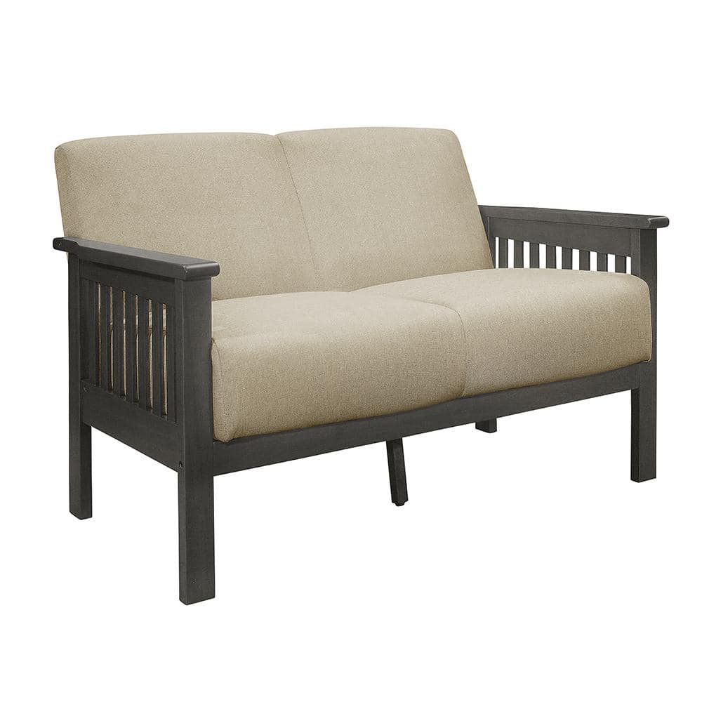 Lewiston Light Brown Fabric Upholstered Loveseat with Wood Frame