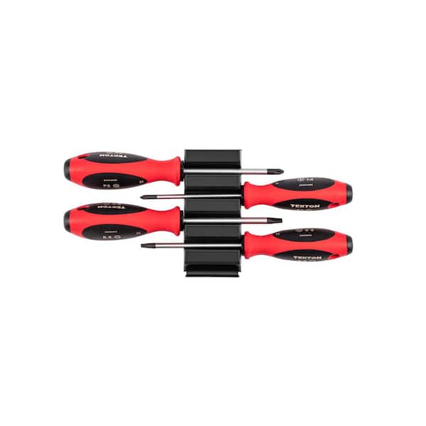 Phillips and Slotted Screwdriver Set with Modular Organizers-4 in. Shanks, 4-Piece (#1-#2,5.5-6.5 mm)