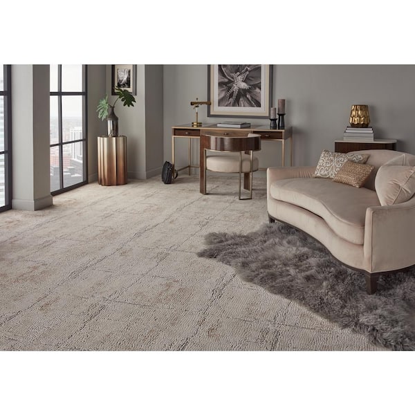 Frenzy Sandstone Beige 13.2 ft. 95 oz. Olefin Pattern Installed Carpet