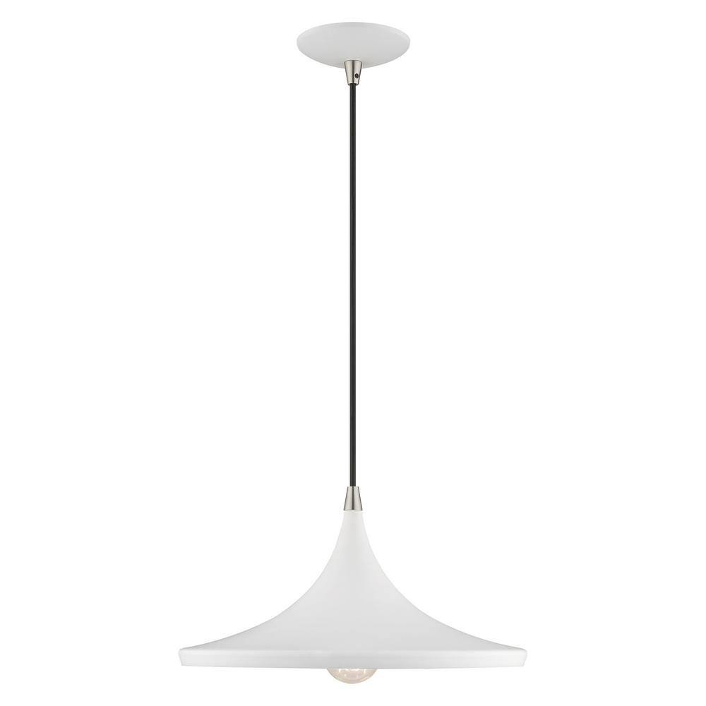 White Aluminum Mini Pendant Light with Gold Interior