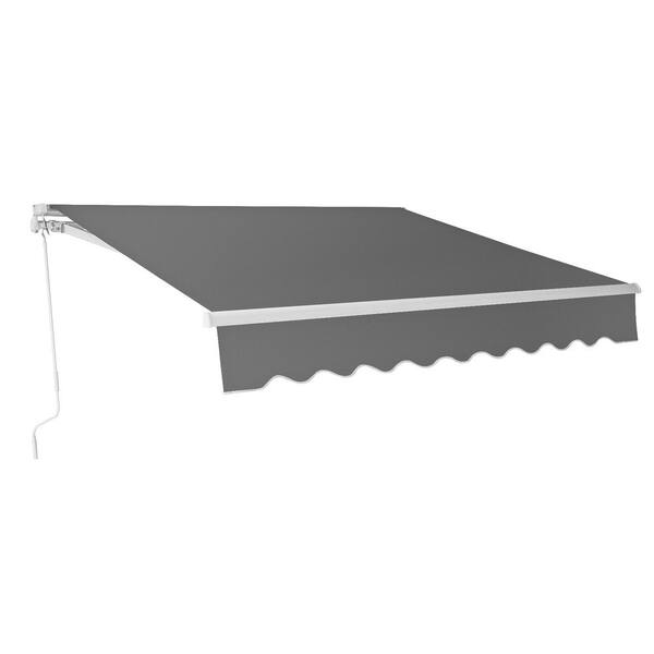 Winado 11.5 ft. Steel Manual Retractable Awning (117.6 in. Projection) in Grey