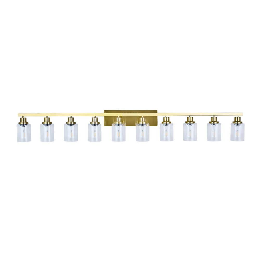 65 in. 10 Light Gold Vanity Light with Clear Glass Shades Modern Iron Metal Bathroom Wall Fixture for Bathroom price history on PriceWatchPro