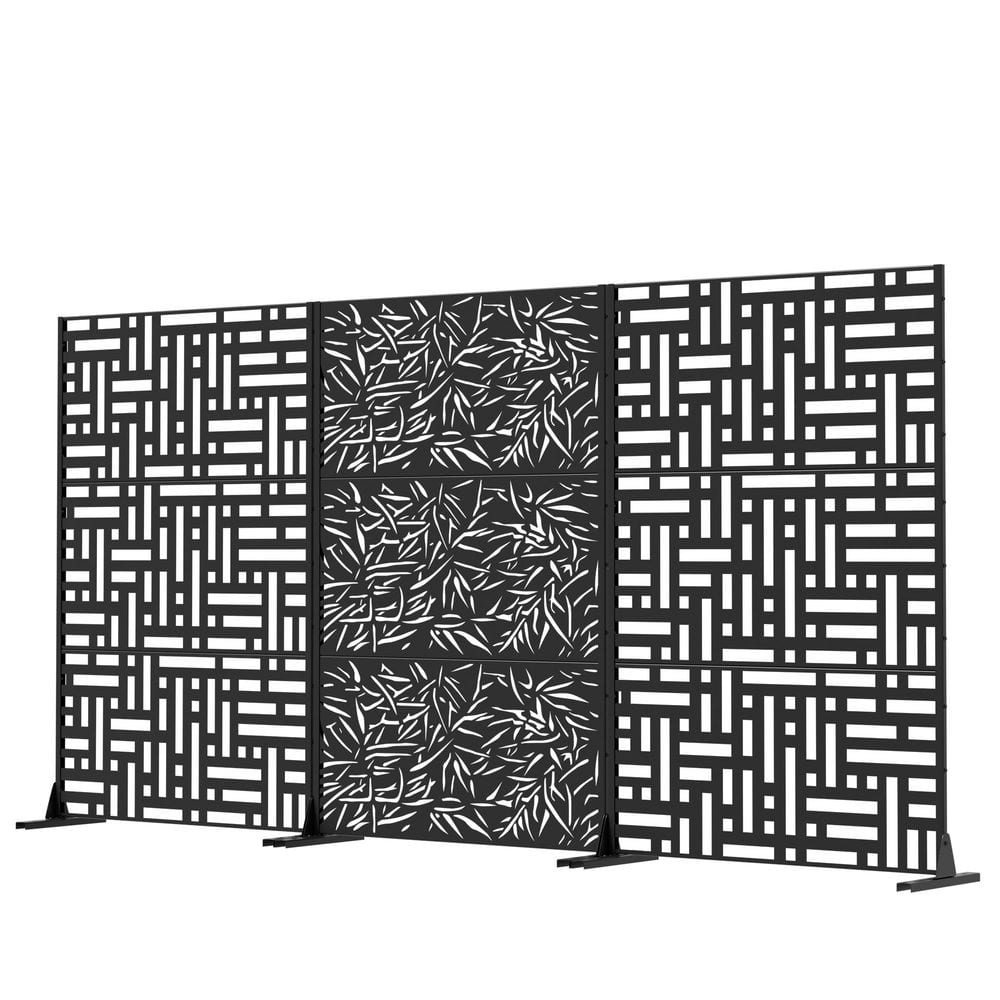 Set of 4 Outdoor Privacy Fence 47 in. L x 16 in. W x 72 in. H Black Galvanized Steel Garden Privacy Screen price history on PriceWatchPro