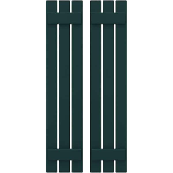 Ekena Millwork 11-1/2 in. W x 34 in. H Americraft 3-Board Exterior Real Wood Spaced Board and Batten Shutters in Thermal Green